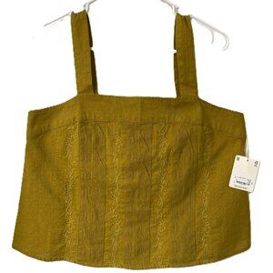 a.n.a. embroidered tank top olive NWT Size M